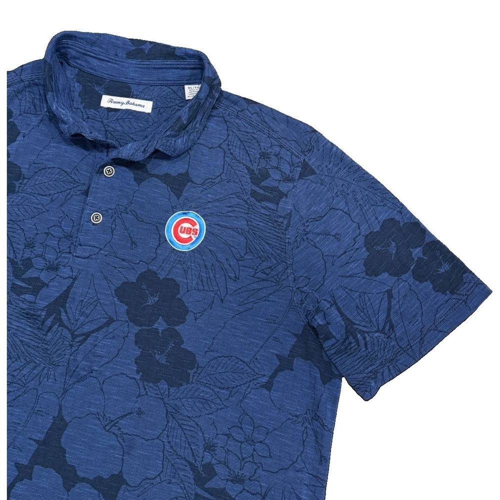 Chicago Cubs Tommy Bahama MLB Miramar Blooms Embroidered Blue Polo Men's XL